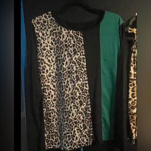 Leopard Print and Green Long Sleeve Top